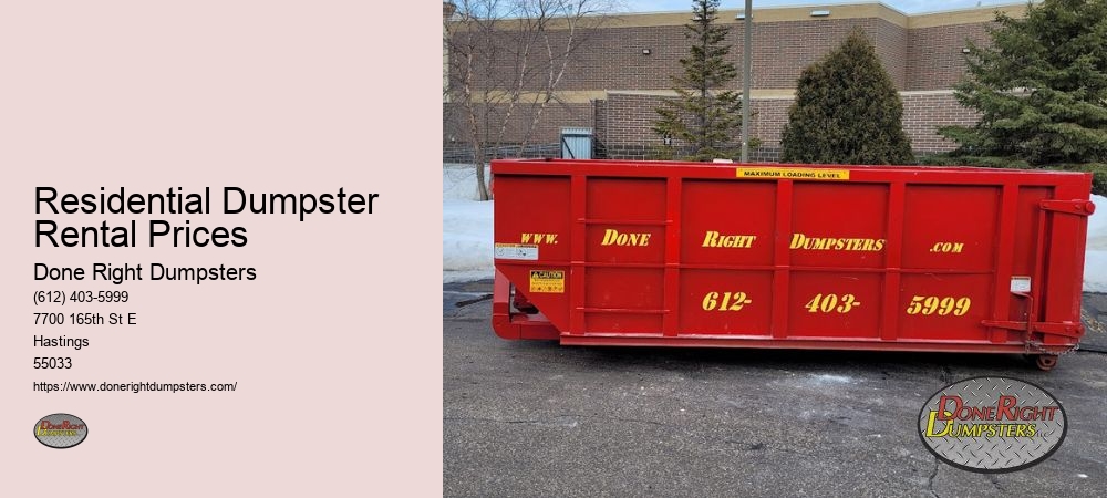 Residential Dumpster Rental Prices
